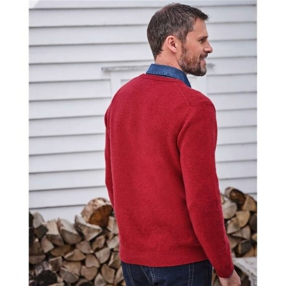 Jos A Bank Mens Size L 100% Cashmere V-Neck Sweater Classic Fit Solid Red - Picture 8 of 8